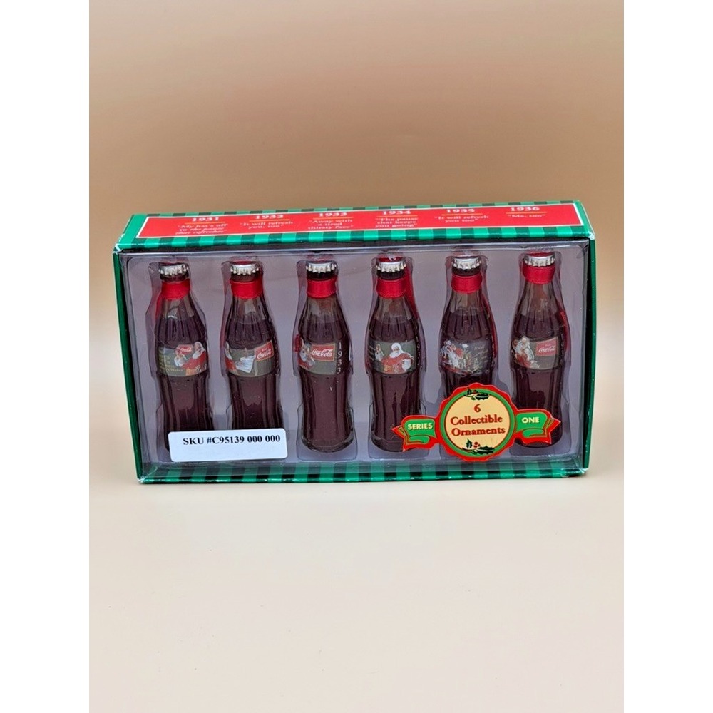 Coca-Cola Haddon Sundblom Santa Bottle Ornaments 1931-1936 Set of 6 Series One